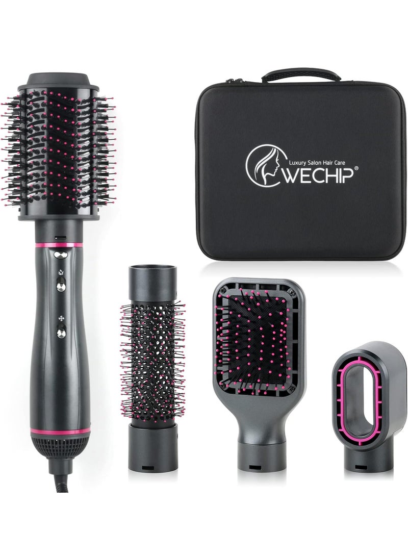 Wechip - Hair Dryer Brush WeChip 4 in 1 Detachable Negative Ion Hair Dryer Blow Dryer Brush for StraighteningDryingCurling with Carrying Case Gray - Image 1