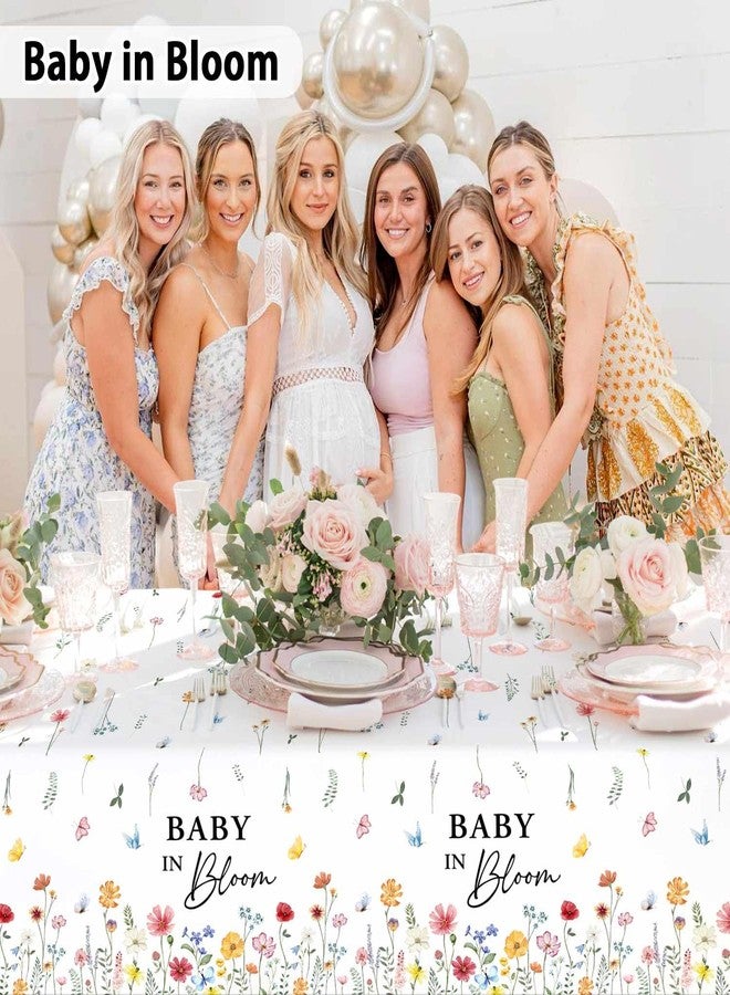 Heboland 3 Pack Baby in Bloom Baby Shower Tablecloth Decorations, Wildflower Floral Large Size 54 x 108 Inch Rectangular Plastic Tablecloth Party Decor - Image 4