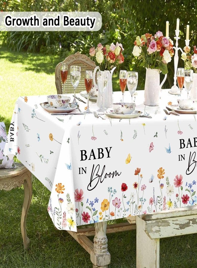 Heboland 3 Pack Baby in Bloom Baby Shower Tablecloth Decorations, Wildflower Floral Large Size 54 x 108 Inch Rectangular Plastic Tablecloth Party Decor - Image 2