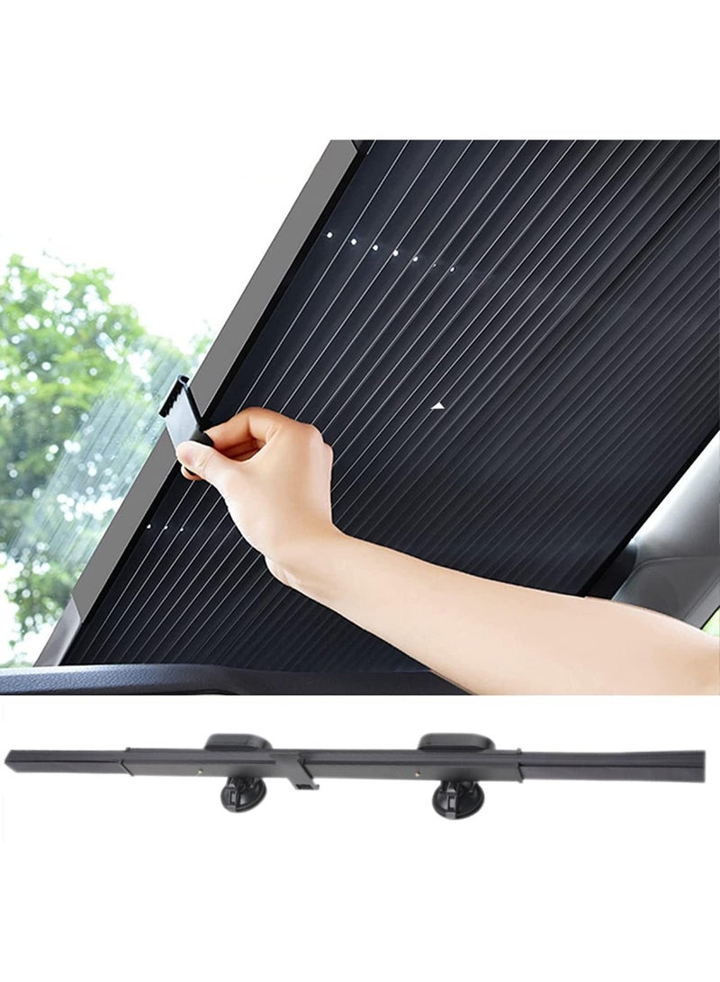 Auto Sunshade, Retractable Windshield Sun Shade, Quick Install Durable Breathable Mesh Cover, Suitable for UV Sun Protection, Keep Your Vehicle Cool, Overnight Camping Trip - Image 1