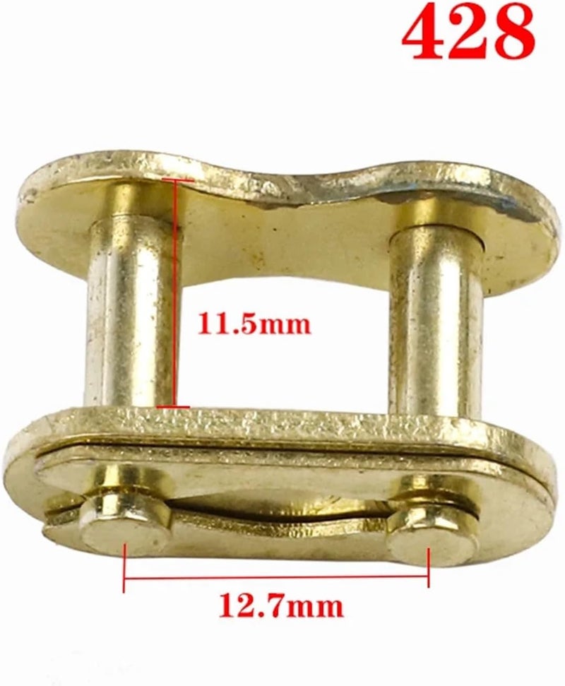 حلقة رئيسية (Master Link)، 20 قطعة، من نوع السلسلة الذهبية (Gold Chain Link)، بأحجام 530/520/420/428/T8F/25H، لقفل السلسلة، مناسبة لدراجات النار الصغيرة بسعة 49CC، ودراجات الطرق الوعرة، والدراجات الهوائية (لون ذهبي، حجم 428). - Image 2