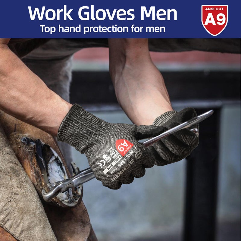 Schwer ProGuard High Level Cut Resistant Work Gloves PR3326 for Extreme Protectionï¼ŒANSI A9 Cut Gloves with Reinforced Thumb, Non Slip, Breathable, Durable, Touch-screen, Black 1 Pairï¼ˆXLï¼‰ - Image 5
