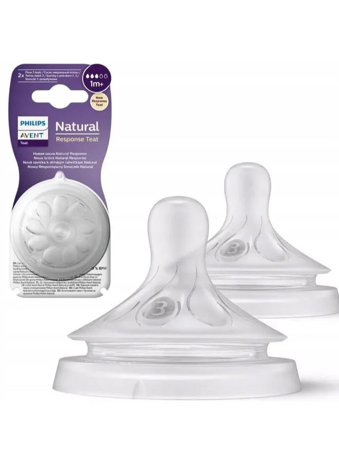 Philips Avent Baby Feeding Bottle Teat Natural Response| T3 | 2 Teats | No.1 Brand Recommended By Moms Worldwide