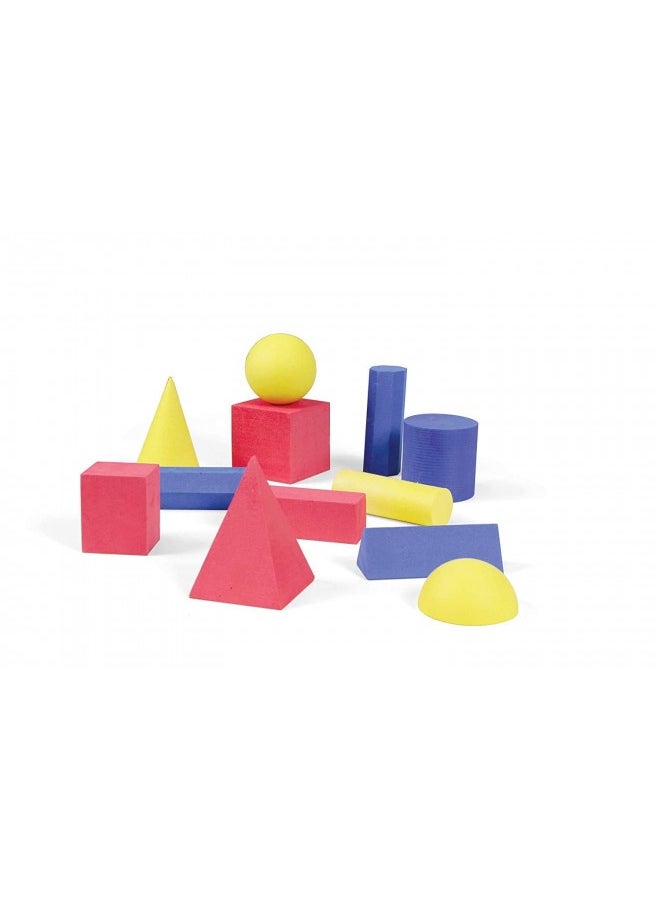 hand2mind - Hand2Mind Foam Geometric Solid Blocks, Assorted Colors, 3D Shapes (Set Of 12) - Image 1