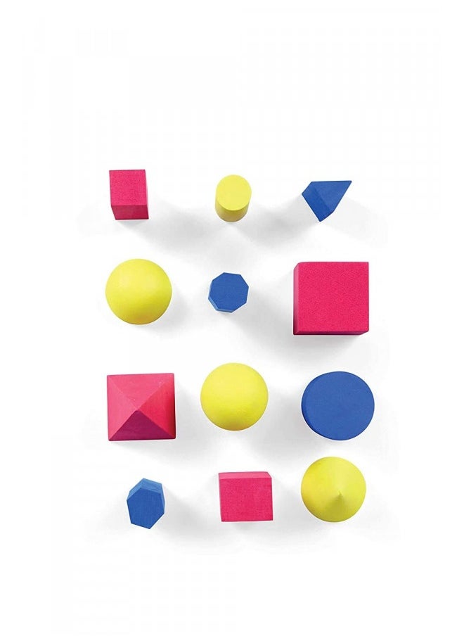 hand2mind - Hand2Mind Foam Geometric Solid Blocks, Assorted Colors, 3D Shapes (Set Of 12) - Image 1