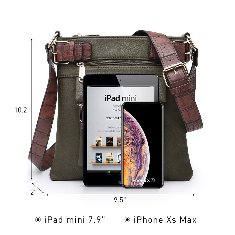 Dasein Top Belted Crossbody Bags for Women Soft Leather Messenger Bag Shoulder Bag Travel Purse (large size-army green) - Image 3