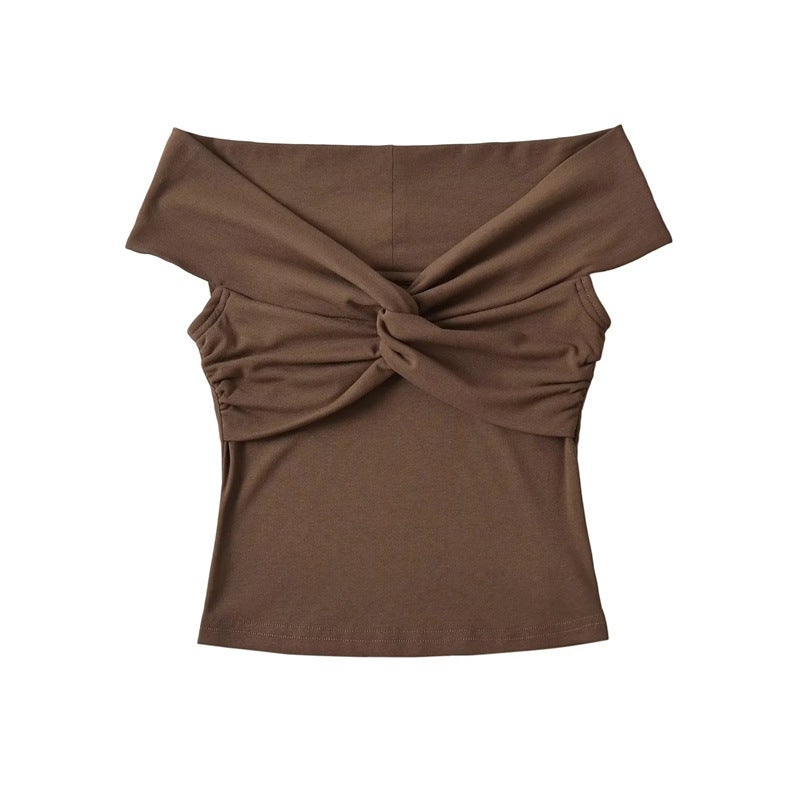 Sweet Girl'S Chest Wrapped Flower Short-Sleeved T-Shirt Stylish Age-Reducing Slim-Fit Inner Short Top - Image 1