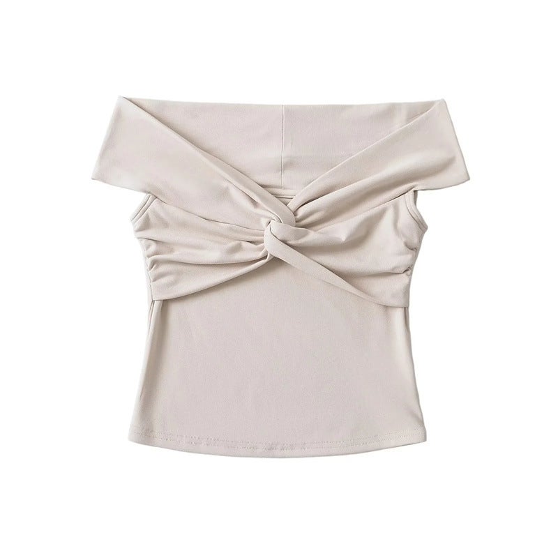 Sweet Girl'S Chest Wrapped Flower Short-Sleeved T-Shirt Stylish Age-Reducing Slim-Fit Inner Short Top - Image 3