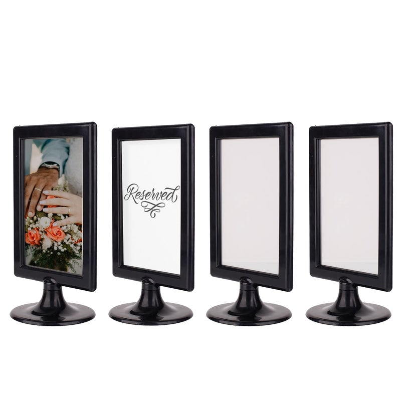 ALBEN Double Sided Standing Picture Frames  Black 4 count 4x6 Inch Pedestal Photo Frame with Inserts and Base  2 Sided Frame for Vertical Display