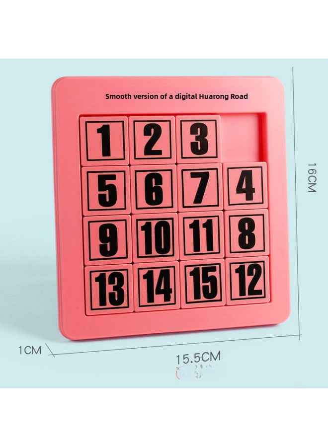 Digital Huarong Road Sliding Jigsaw Puzzle For Primary School Students Benefit Intelligence Plate Push Plate Children's Genuine Magnetic Stall Toys Wholesale-Color:4th Order Pink (non-magnetic)  - Image 1