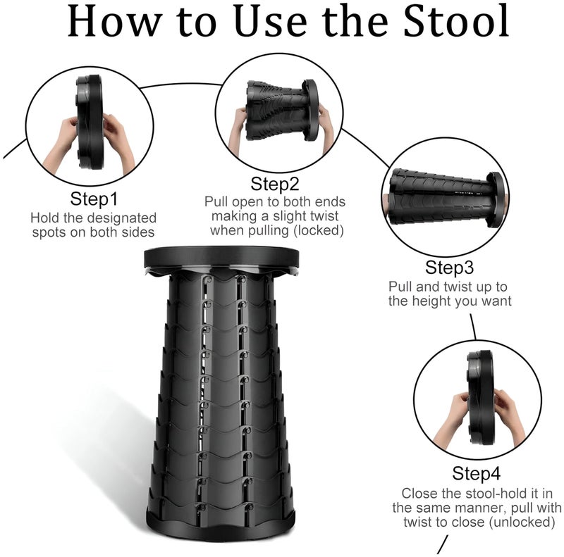 Portable Folding Plastic Stool - Telescopic and Compact Design for Camping, Fishing, Garden Use, Multiple Colors Available for Your Outdoor Adventures - Image 4