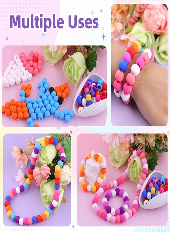 TINKRSTUFF 120Pcs 14mm Large Silicone Beads for Hair Braids, Soft Jellyish Hair Beads with 7mm Hole + 50 Rubber Bands and 1 Beader for Braiding, DIY Bracelets Necklaces Crafts (Multicolors) - Image 5