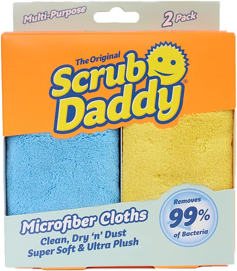 Scrub Daddy Microfiber Cleaning Cloth - All Purpose Cloths for Home, Blue and Yellow Multipack - Image 1