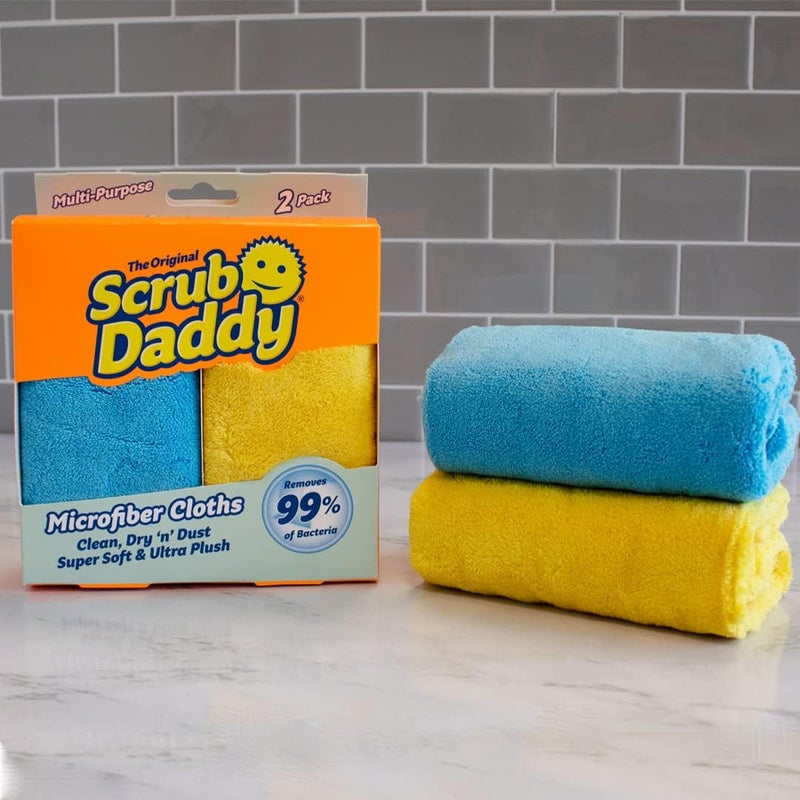 Scrub Daddy Microfiber Cleaning Cloth - All Purpose Cloths for Home, Blue and Yellow Multipack - Image 2
