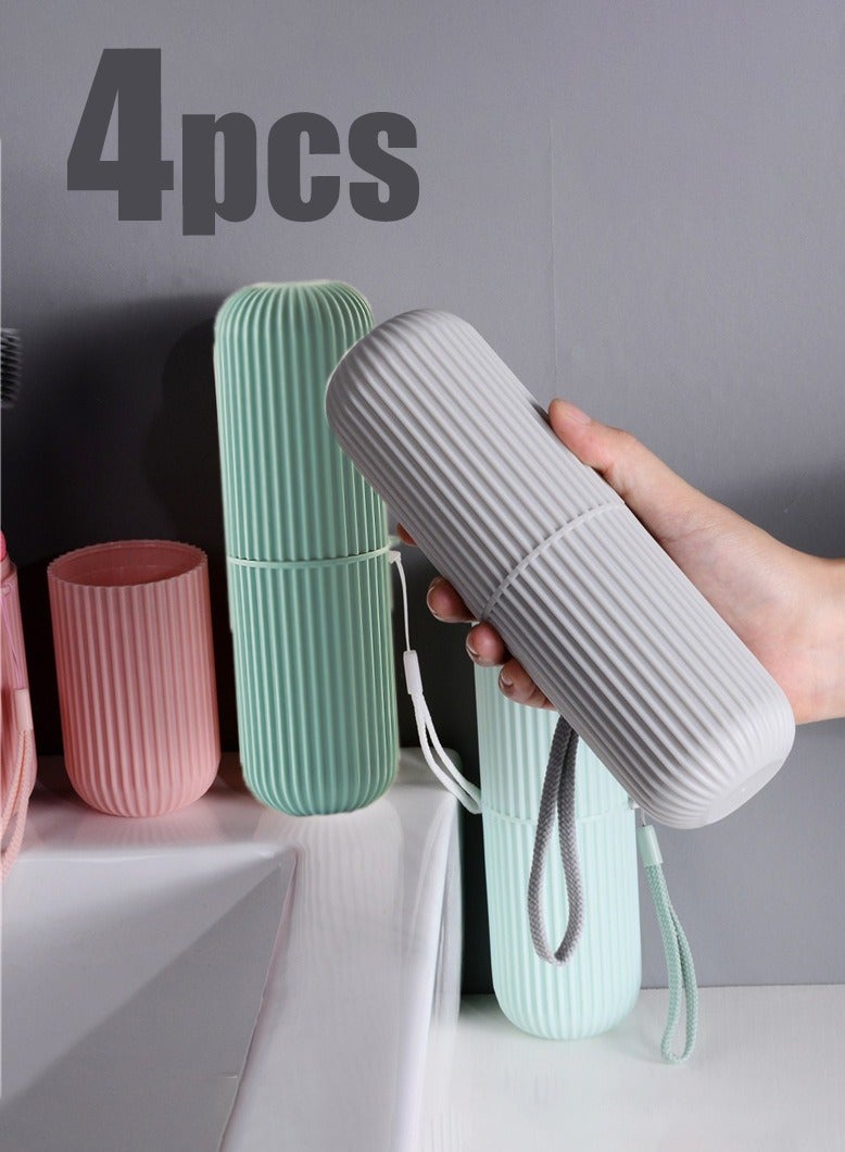 Travel Toothbrush Holder, Portable Toothbrush Cup Case Long 7.7 inch for Traveling, Camping, Business Trip and School, Multifuction Toothbrushes Toothpaste Set，4pcs - Image 1