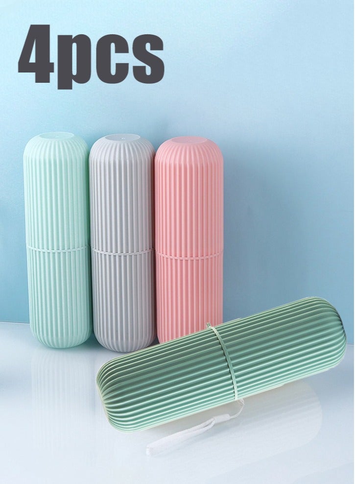 Travel Toothbrush Holder, Portable Toothbrush Cup Case Long 7.7 inch for Traveling, Camping, Business Trip and School, Multifuction Toothbrushes Toothpaste Set，4pcs - Image 2
