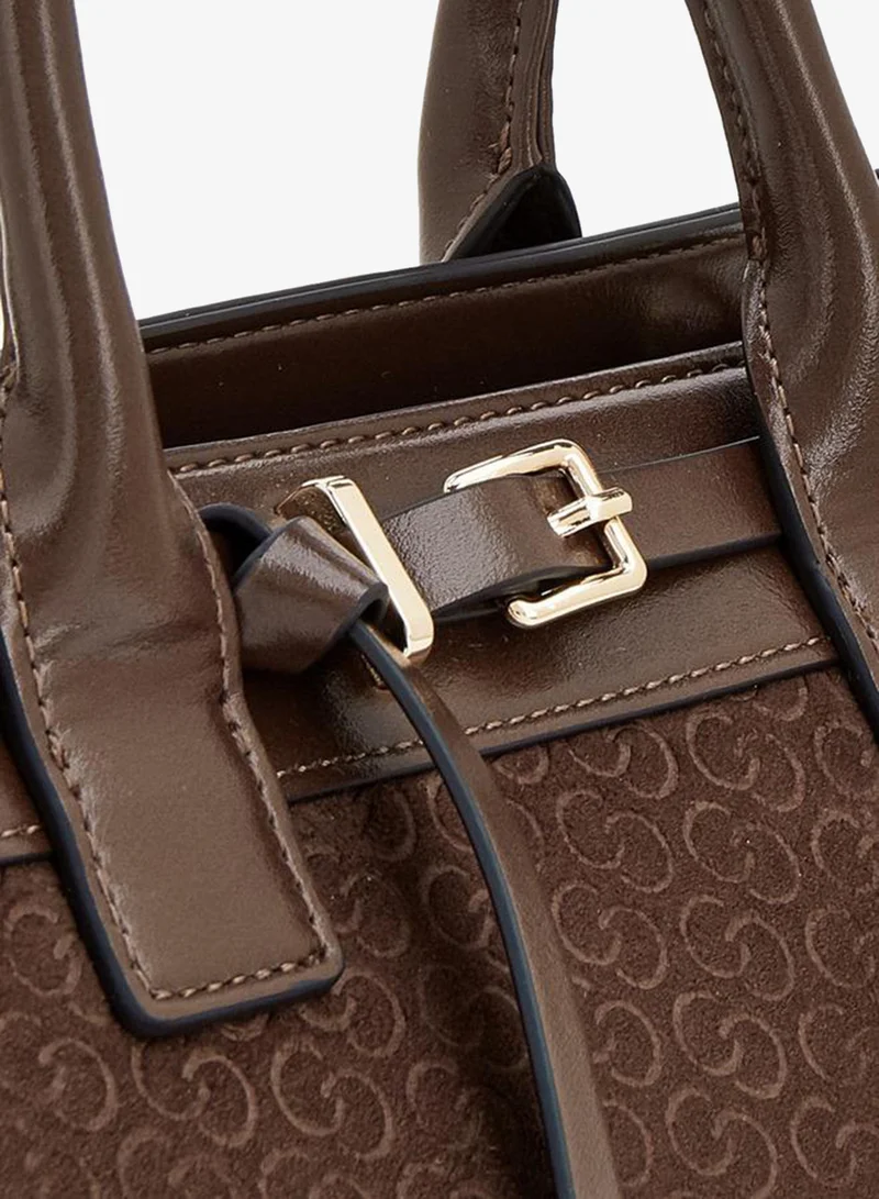 Celeste BROWN Monogram Print Tote Bag With Double Handle for Women | Best Price UAE