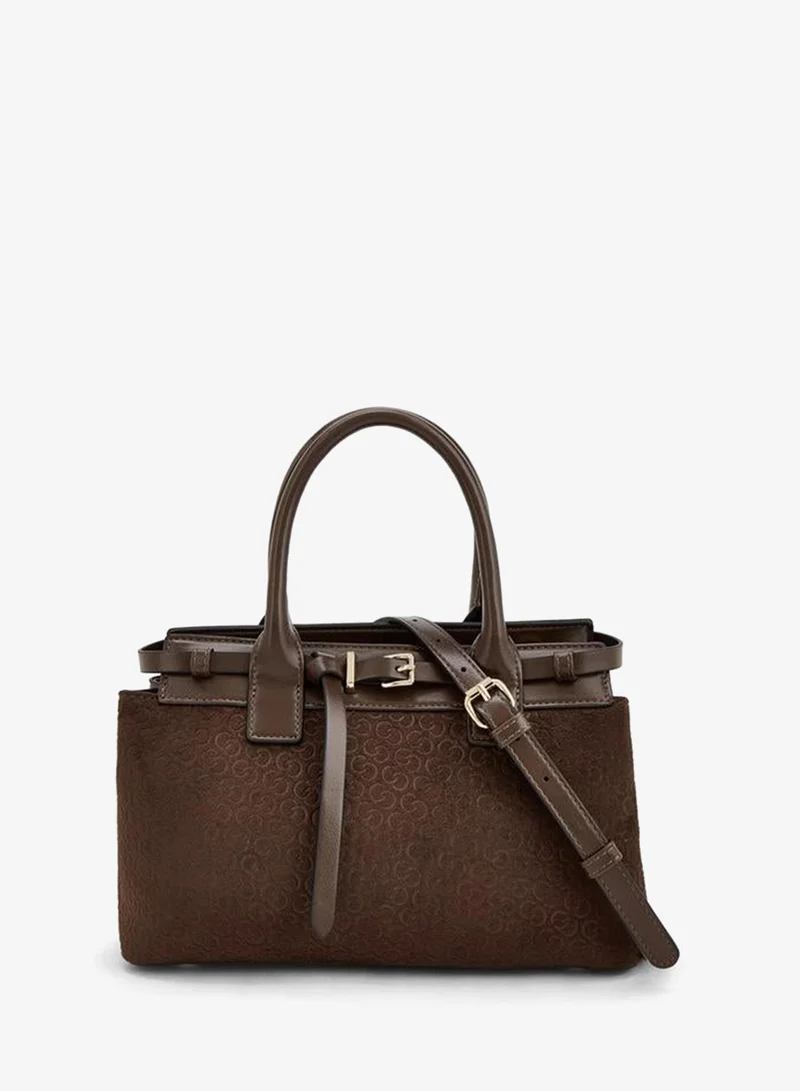 Monogram Print Tote Bag With Double Handle