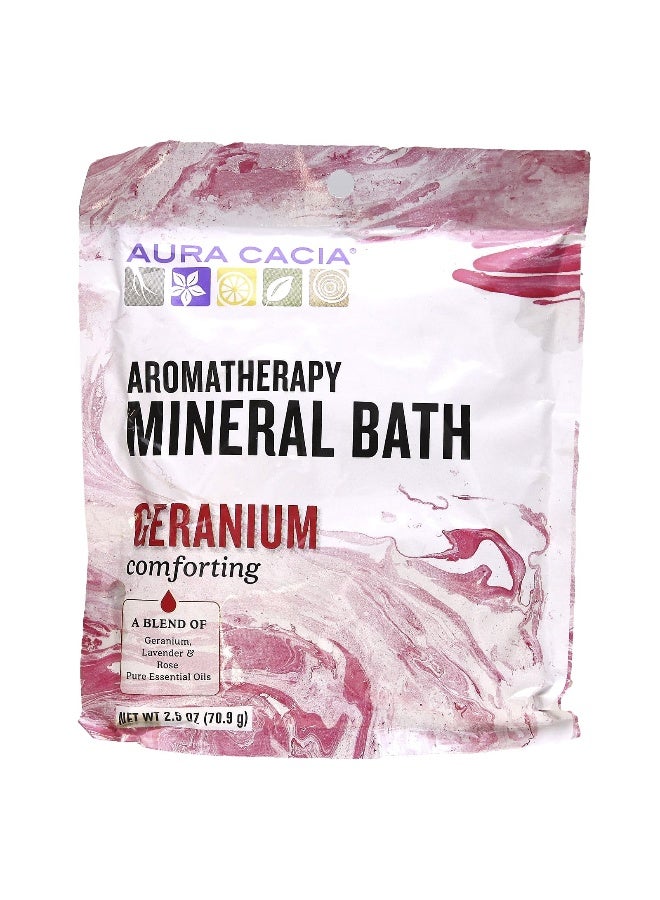Aura Cacia Aura Cacia, Aromatherapy Mineral Bath, Comforting Geranium, 2.5 oz (70.9 g)  - Image 1