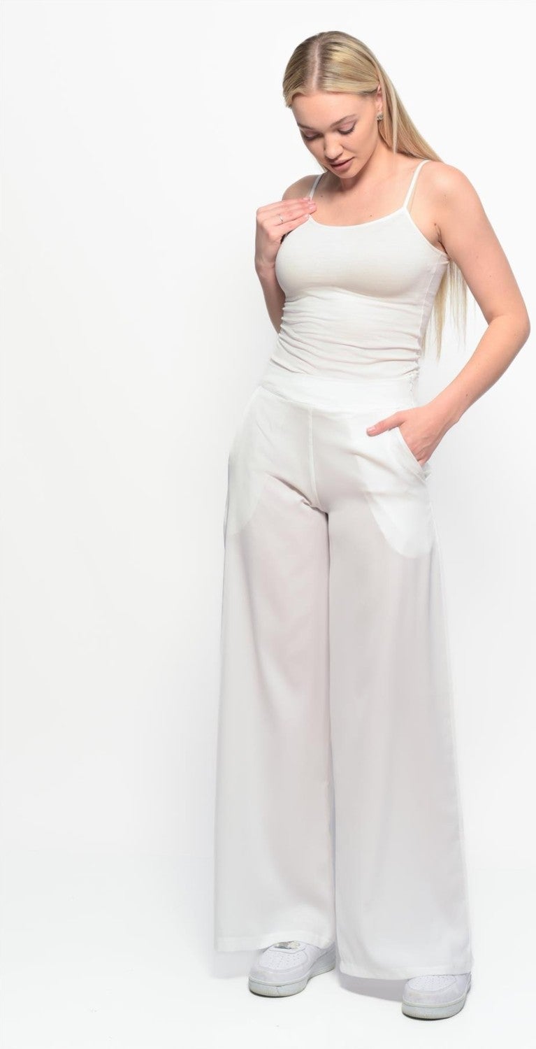 Nuseel Classic Wide Leg Pants White  - Image 2
