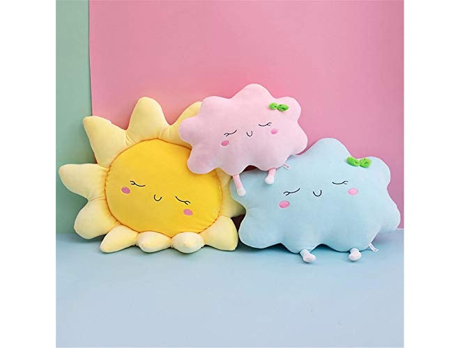 Peach Cuddle Cute Cloud Shaped Velvet Fluffy Fur Cushion for Kids Room, Living Room, Bedroom, Luxury Furnishing, Throw Pillow (16x16 inch, Blue) - Image 2