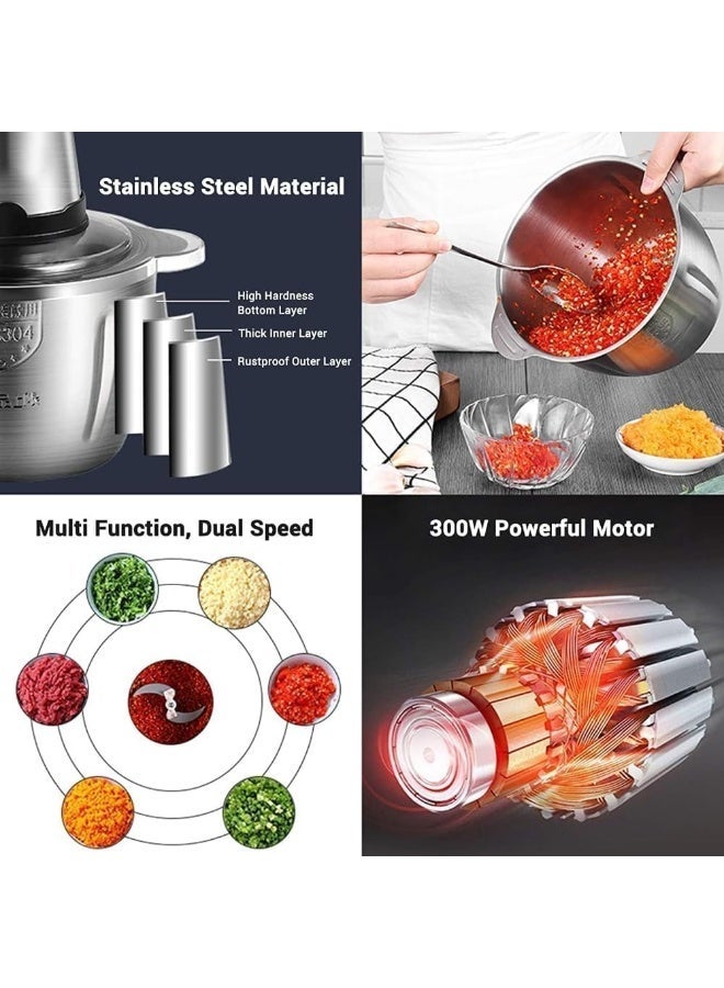 Generic 550W Electric Meat Chopper Food Processor with 3-4L Stainless Steel Bowl, Silver - Image 2