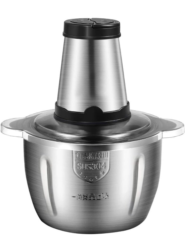 Generic 550W Electric Meat Chopper Food Processor with 3-4L Stainless Steel Bowl, Silver - Image 1