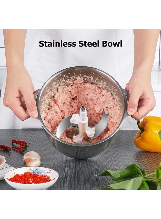 Generic 550W Electric Meat Chopper Food Processor with 3-4L Stainless Steel Bowl, Silver - Image 5