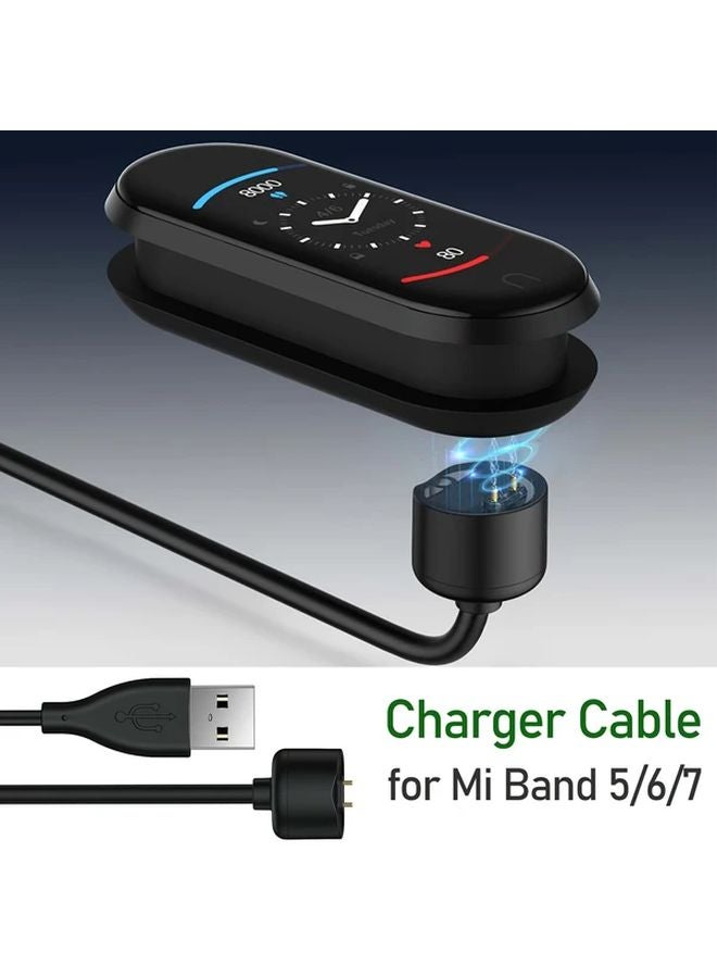 Black Magnetic Charging Cable For Mi Band 5 6 7 Fast Charge Smartwatch USB - Image 3