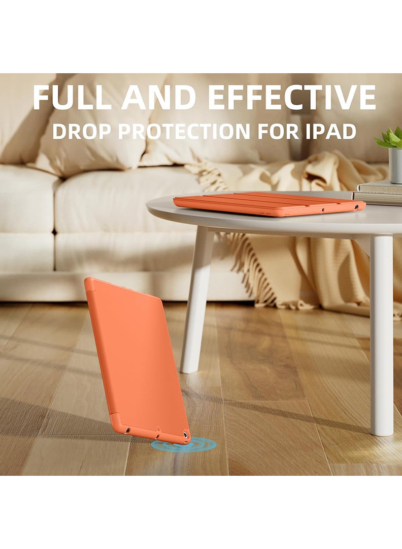 Theodor iPad 9th/8th/7th Generation Case (2021/2020/2019) iPad 10.2-Inch Case with Pencil Holder [Sleep/Wake] Slim Soft TPU Back Smart Magnetic Stand Protective Cover Cases Orange - Image 5