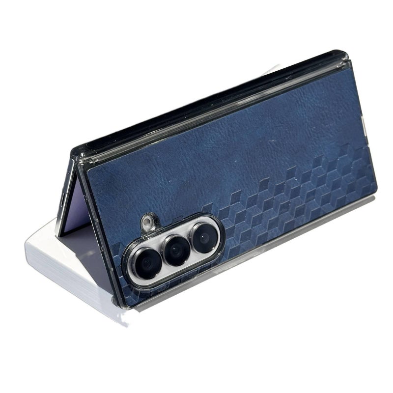 Protective Case | Black | Leather Texture | Solid Color | Diamond Pattern | Cover for Samsung Galaxy Z Fold 7 - Image 3