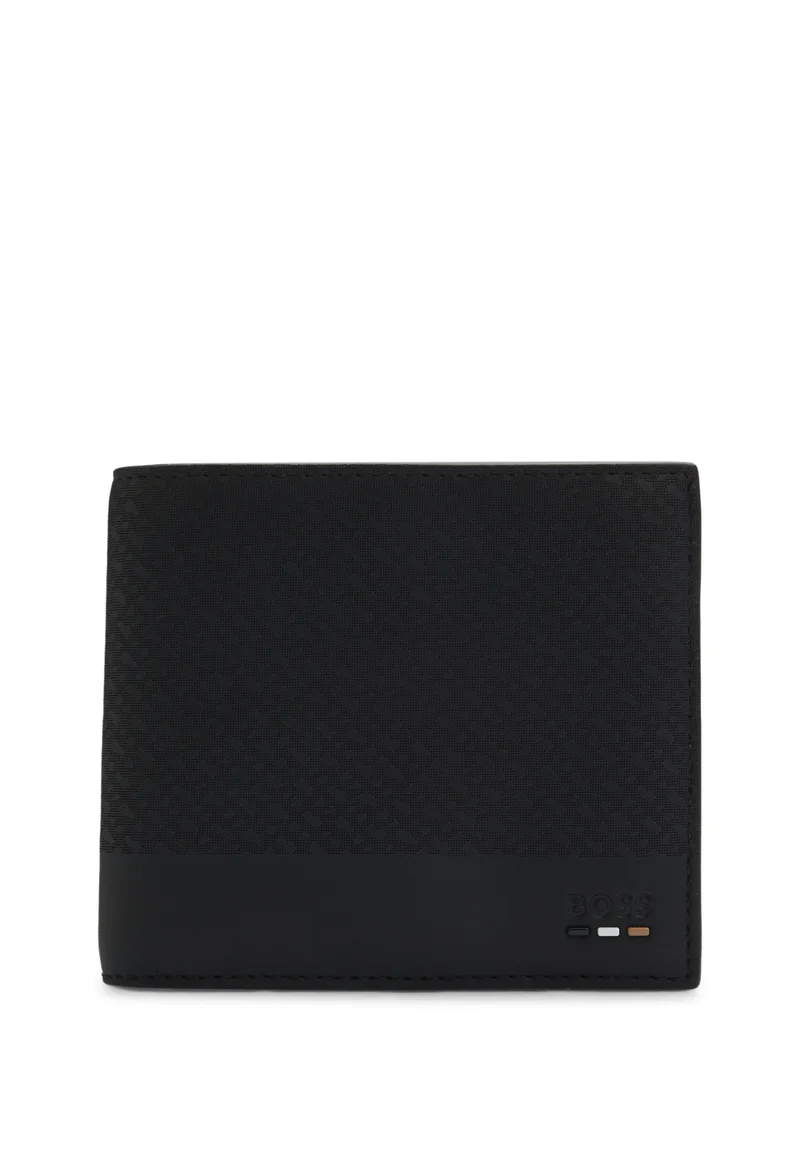 BOSS Monogram wallet with plain trims