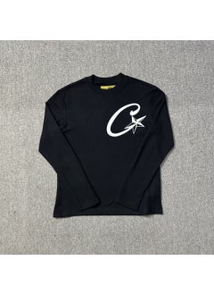 Generic Corteiz Devil Island High Quality Long Sleeve T-Shirt Mens Fashionable Waffle Pattern Cotton round Neck Print Casual Top Black  - Image 1