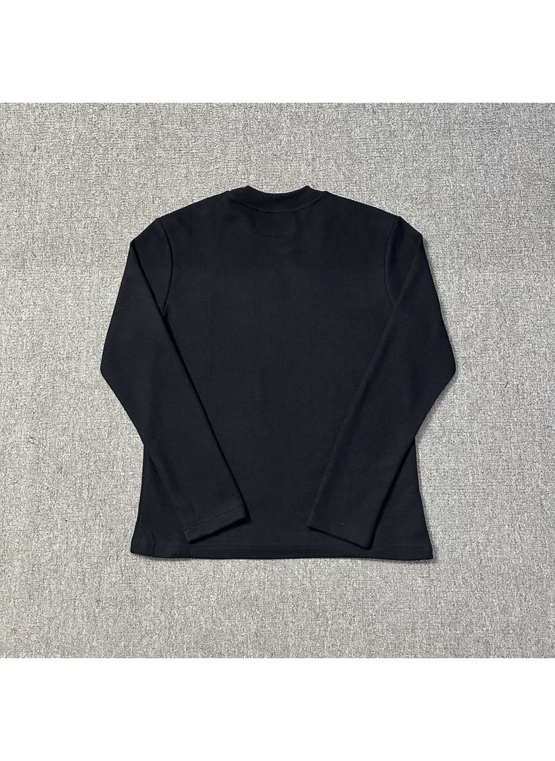Generic - Corteiz Devil Island High Quality Long Sleeve T-Shirt Mens Fashionable Waffle Pattern Cotton round Neck Print Casual Top Black - Image 1