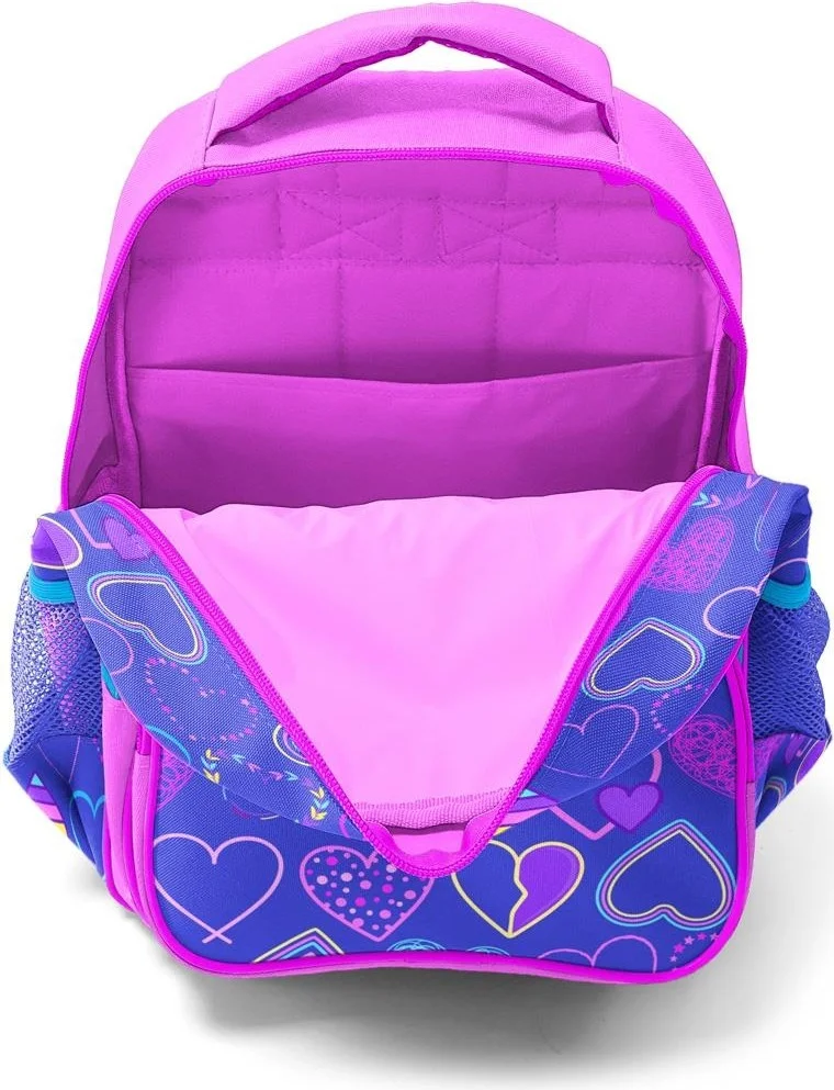 CORAL HIGH Kids Light Pink Lavender Heart Patterned 3-Piece School Bag Set SET0123401