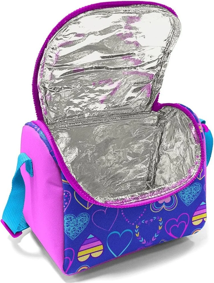 CORAL HIGH Kids Light Pink Lavender Heart Patterned 3-Piece School Bag Set SET0123401