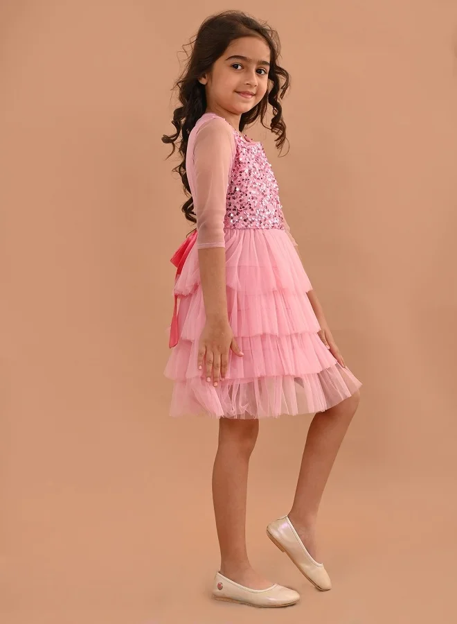 LILPICKS Sequin Tulle Party Dress