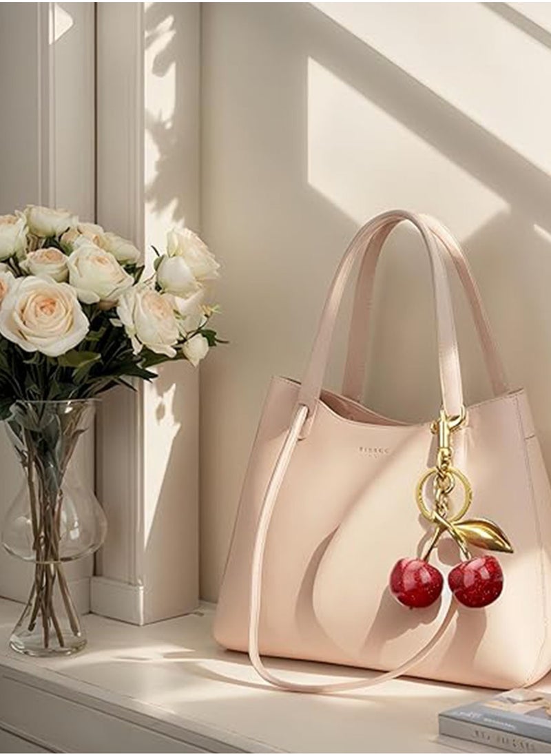 BLLE ROWN Cherry Bag Charm Purse Charms Keychain- Car Cherry Accessories Bag Accessory keychians Gifts for Women Purses Bags Handbags Wallets Backpacks  - Image 4