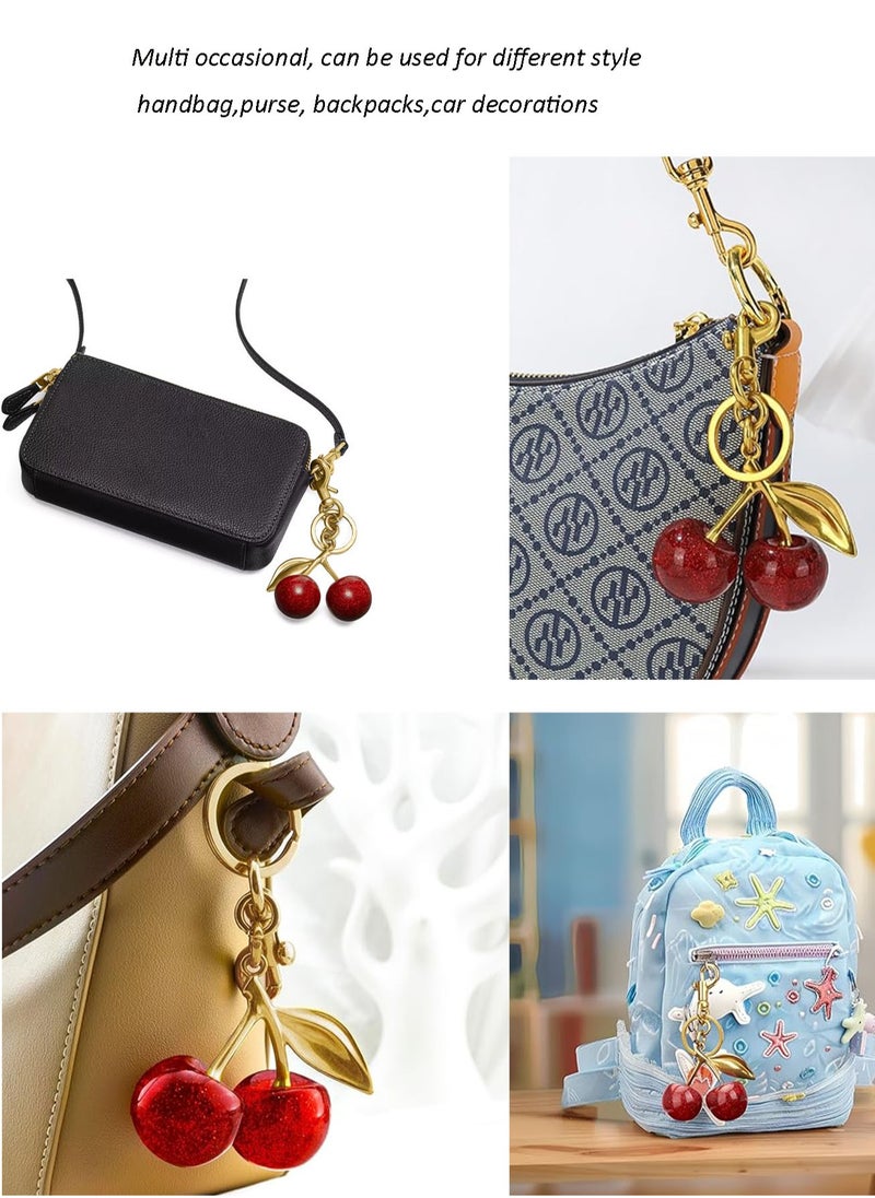 BLLE ROWN Cherry Bag Charm Purse Charms Keychain- Car Cherry Accessories Bag Accessory keychians Gifts for Women Purses Bags Handbags Wallets Backpacks  - Image 5