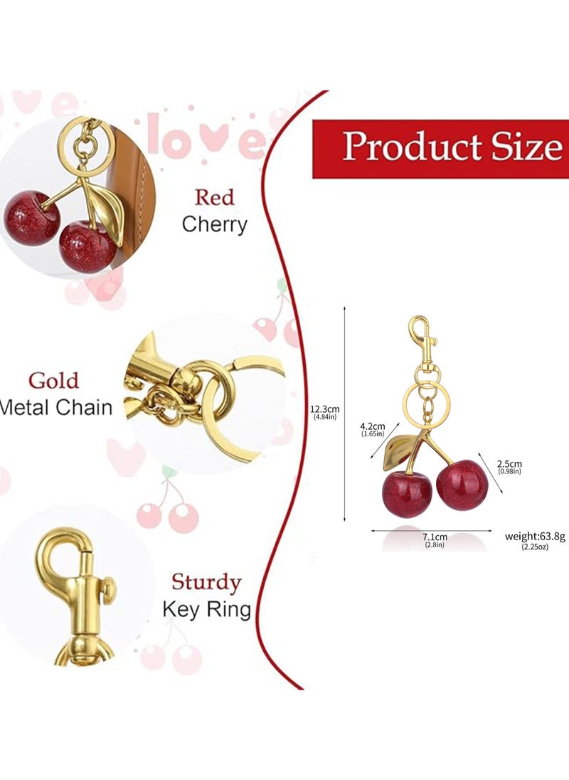 Cherry Bag Charm Purse Charms Keychain- Car Cherry Accessories Bag Accessory keychians Gifts for Women Purses Bags Handbags Wallets Backpacks
