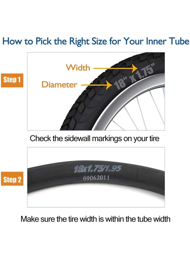 Zikra 2 Pack 18" X 1.75/1.95 Heavy Duty Bike Tube, 32mm Schrader Valve, Butyl Rubber tubes for Road Mountain Bike, Plus 2 Nylon Plastic Tire Levers - Image 4