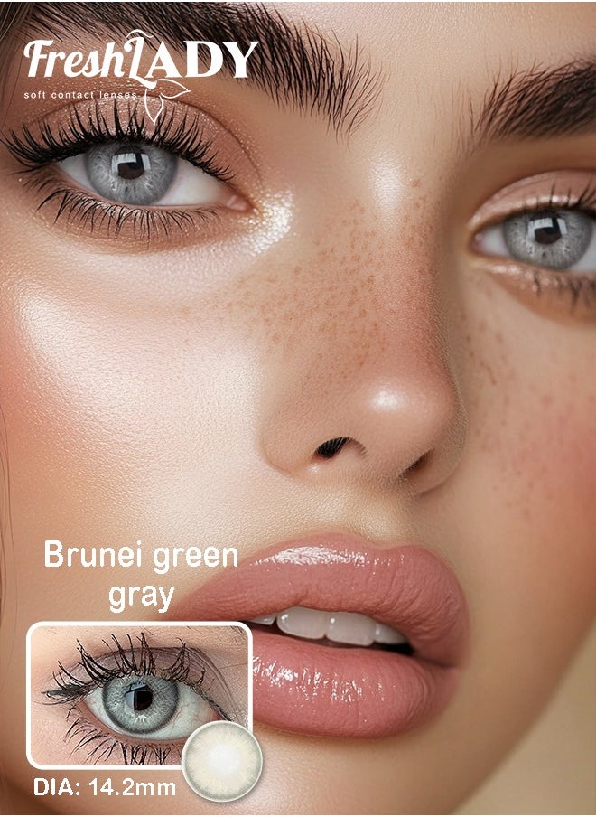 FreshLady Freshlady Brunei green gray 14.20mm Colored Contact Lenses 1 Year Disposable for Daily Wear  - Image 1