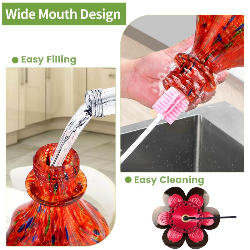 BOLITE Hummingbird Feeder, BOLITE Glass Hummingbird Feeders for Outdoors Hanging, Hand Blown Twisted with Ant Moat and Five Feeding Ports, 24 Ounces, Leak Proof, Red, Gifts for Women Men, Gifts for Mom Dad - Image 5