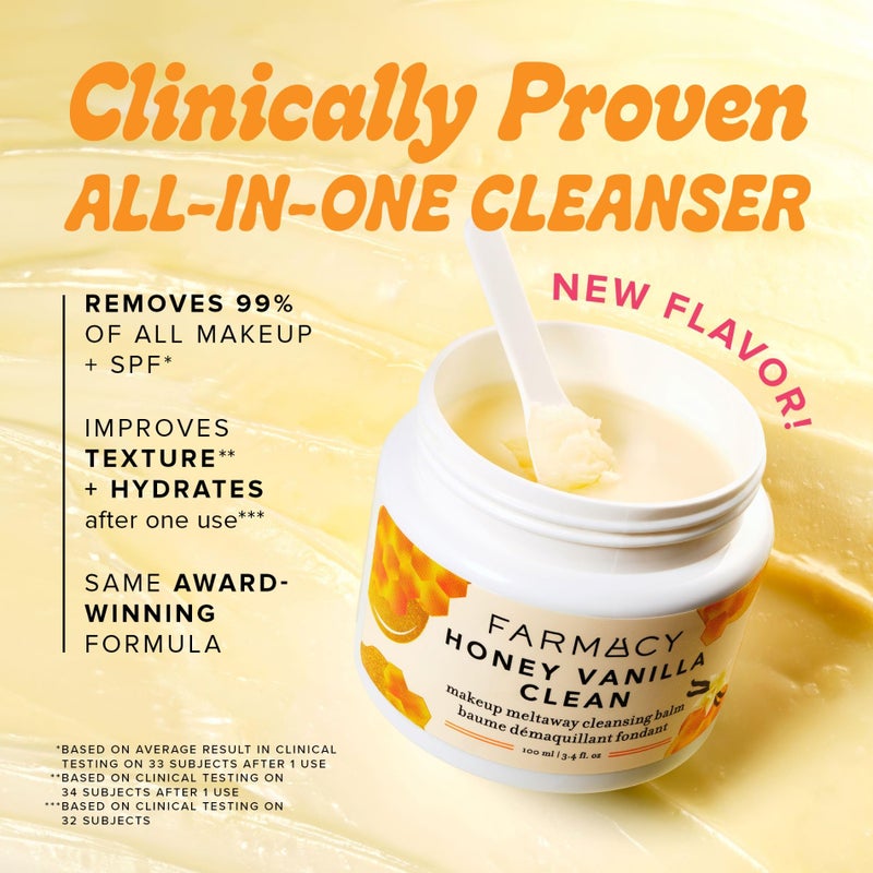 Farmacy Makeup Remover Cleansing Balm - Honey Vanilla Waterproof Makeup Remover Balm + Oil Cleanser for Face - Gently Melts Make Up + SPF - Hydrates + Softens Skin with Honey + Papaya (100ml) - Image 2