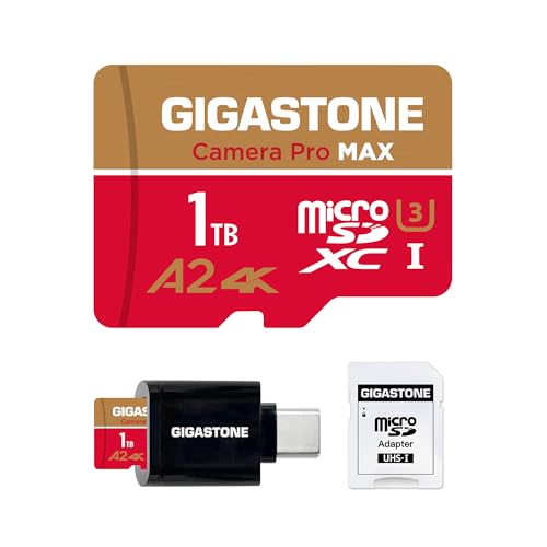 Gigastone 5Years Data Recovery GIGASTONE 1TB Micro SD Card with USB 32 Type C Card Reader 4K Camera Pro MAX Speed Up to 170MBs Compatible with Gopro DJI Dash Cam MicroSDXC UHSI A2 V30 U3 - Image 1