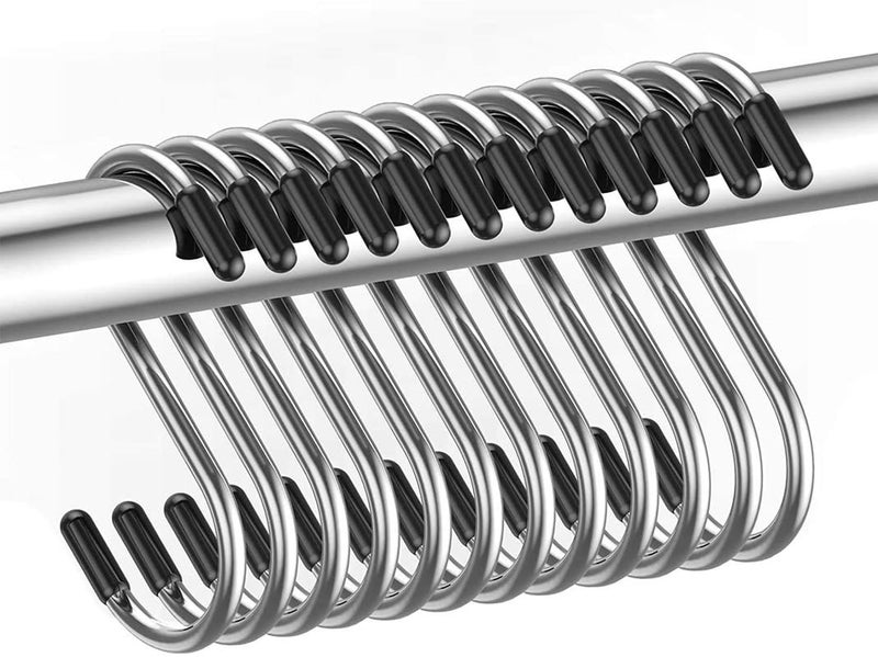 PARVY Stainless Steel 3 Inch S Shaped Hooks Metal S-Hook Hangers Hanging Hooks for Bathroom, Bedroom, Office and Kitchen (8PCS) - Image 1