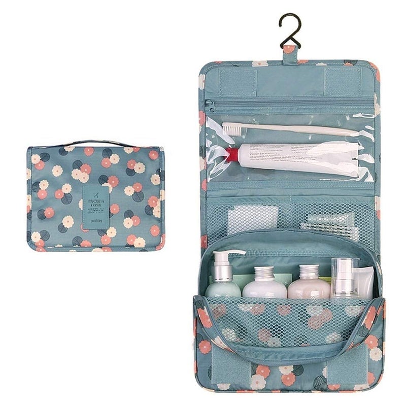 Hanging Travel Toiletry Bag Cosmetic Make up Organizer Multifunction Portable Makeup Pouch for Women and Girls Waterproof Ladies Case Travelling Storage Brush Kit Holder (Multicolor)