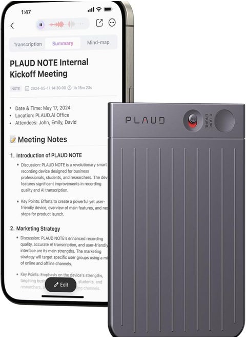 PLAUD Note AI Voice Recorder with Magnetic Case Black