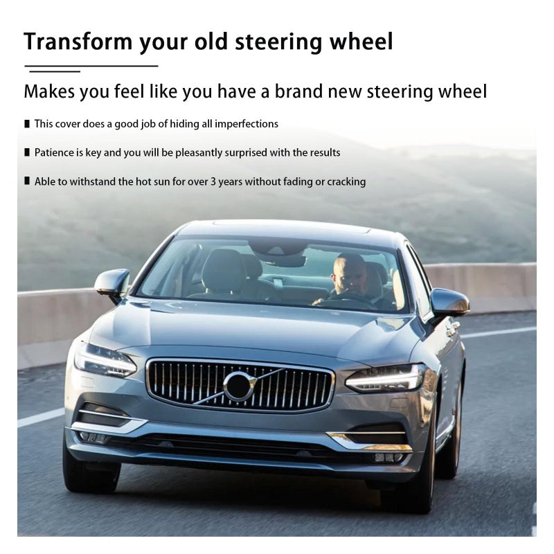 Kewucn Genuine Leather Steering Wheel Cover, 15" Universal Car Steering Wheel Protector with Needle Thread, Breathable Anti-Slip Steering Wheel Cover DIY Stitch on Wrap (Coffee, Full Hole) - Image 4