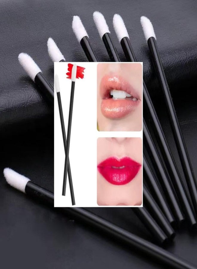 Globelle Disposable Lip Brush Wands - Pack of 50: Lipstick & Lip Gloss Applicator, Concealer Brush for Lips, Eyes, and Makeup Application (BLACK) - Image 2